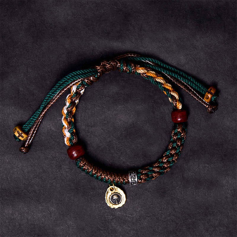 Buddha Stones Tibetisches Knochenperlen-Glücksseilarmband - image 1