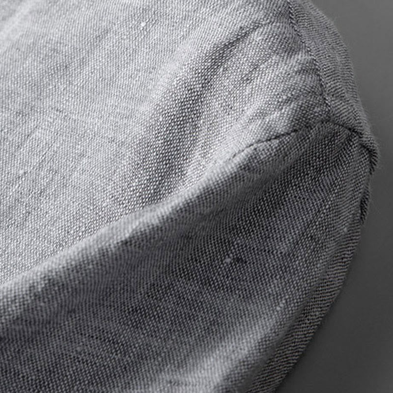 Buddha Stones Einfarbig Langarm Knopf Hemd Leinen Herren Kleidung - image 8