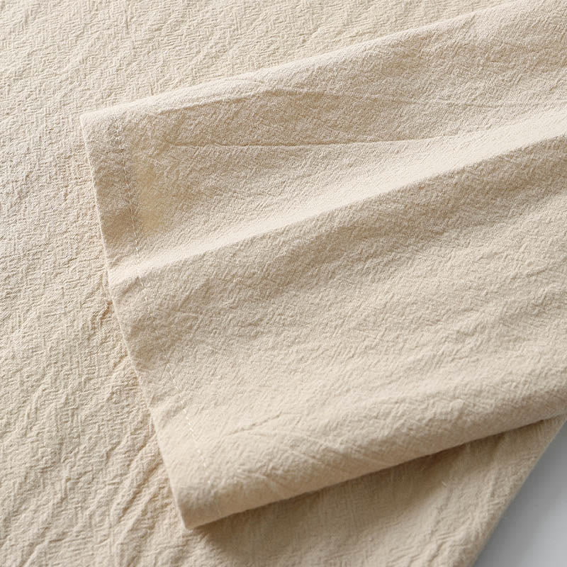 Buddha Stones Einfarbig Langarm Knopf Hemd Baumwolle Leinen Herren Kleidung - image 8