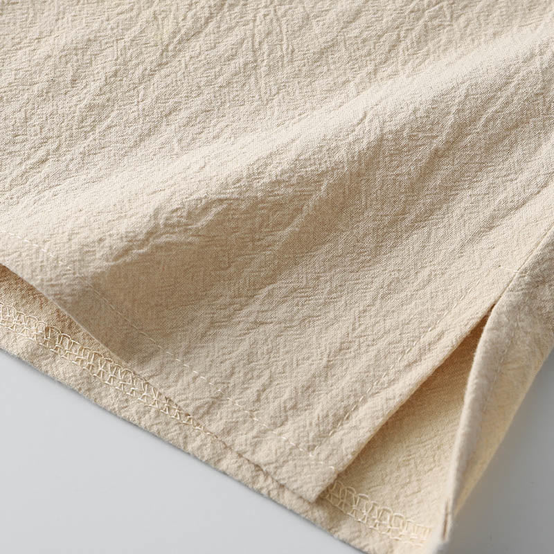 Buddha Stones Einfarbig Langarm Knopf Hemd Baumwolle Leinen Herren Kleidung - image 9