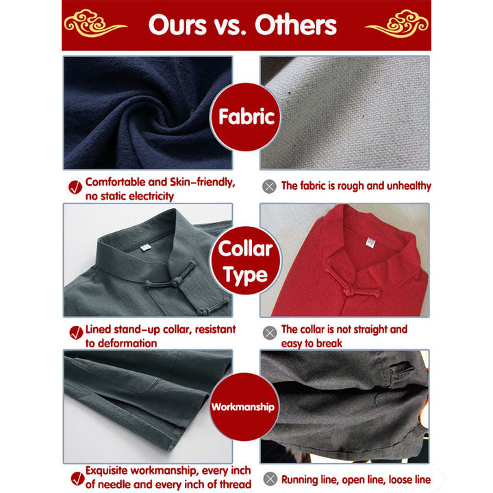 Buddha Stones Tang Frosch-Knopf Langarmhemd Baumwolle Herrenbekleidung - image 10