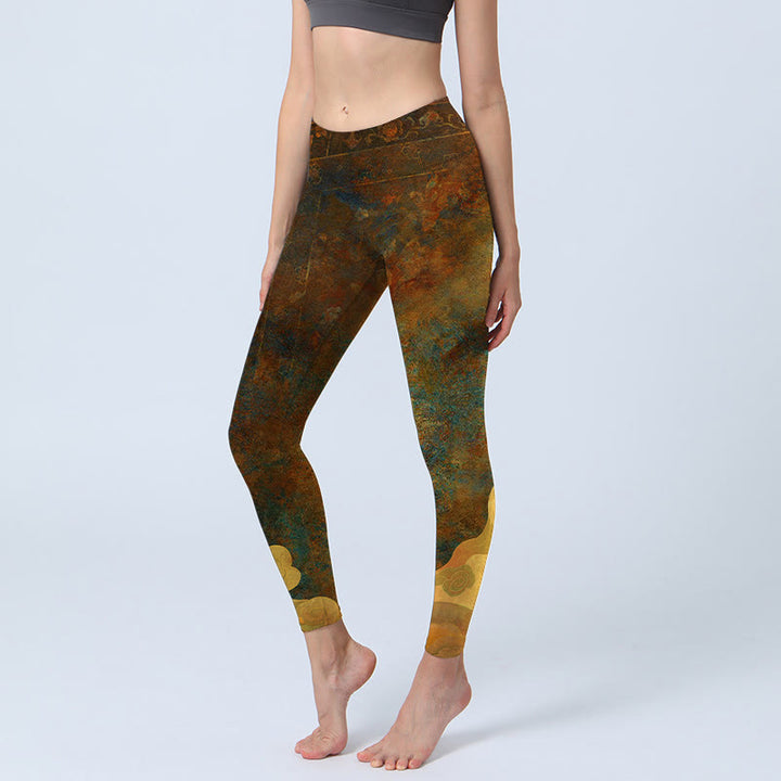 Buddha Stones, glückverheißende Wolken, Druck, Lycra-Stoff, Fitness-Leggings, Damen-Yogahose