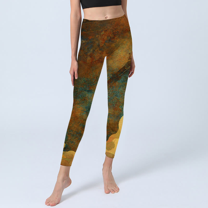 Buddha Stones, glückverheißende Wolken, Druck, Lycra-Stoff, Fitness-Leggings, Damen-Yogahose