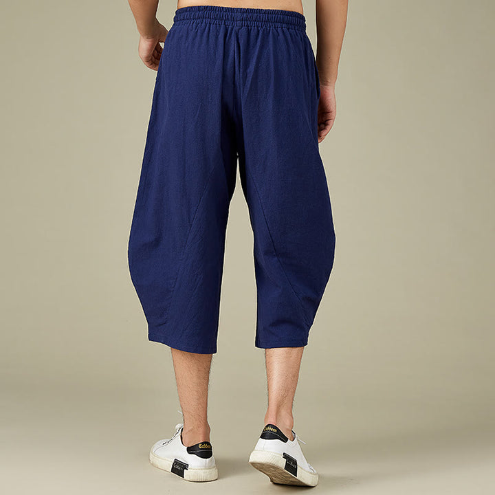 Buddha Stones Lässige, einfarbige Shorts mit geradem Bein für Herren mit Taschen, Freizeithose aus Baumwolle für Herren - image 14