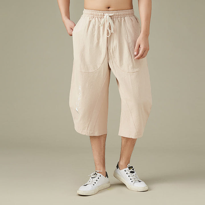 Buddha Stones Lässige, einfarbige Shorts mit geradem Bein für Herren mit Taschen, Freizeithose aus Baumwolle für Herren - Pfirsichpuff - US/ UK/AU54，EU64 (9XL) - image 9