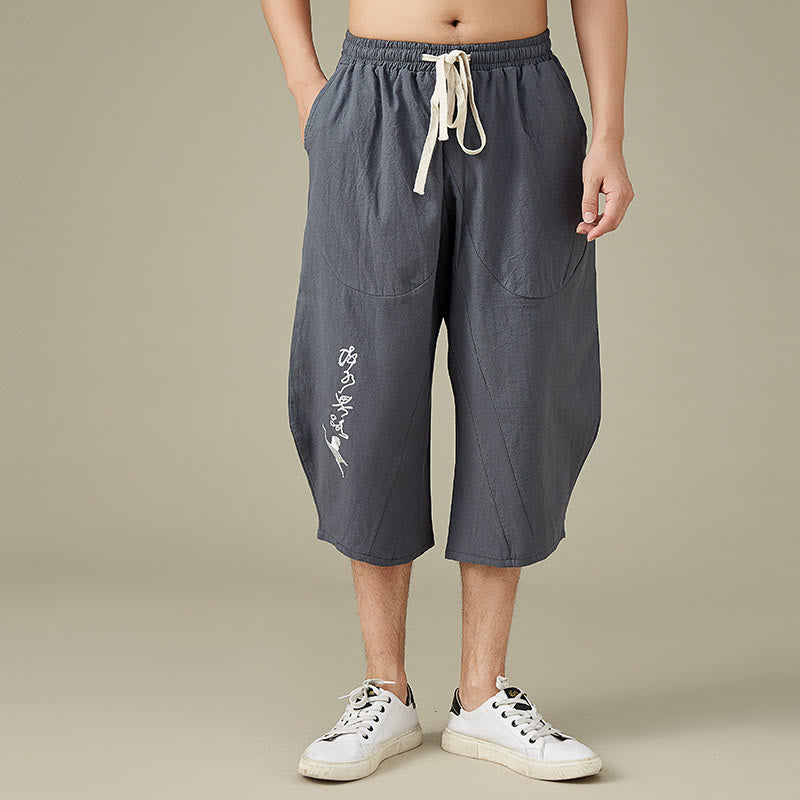 Buddha Stones Lässige, einfarbige Shorts mit geradem Bein für Herren mit Taschen, Freizeithose aus Baumwolle für Herren - Grau - US/ UK/AU54，EU64 (9XL) - image 4