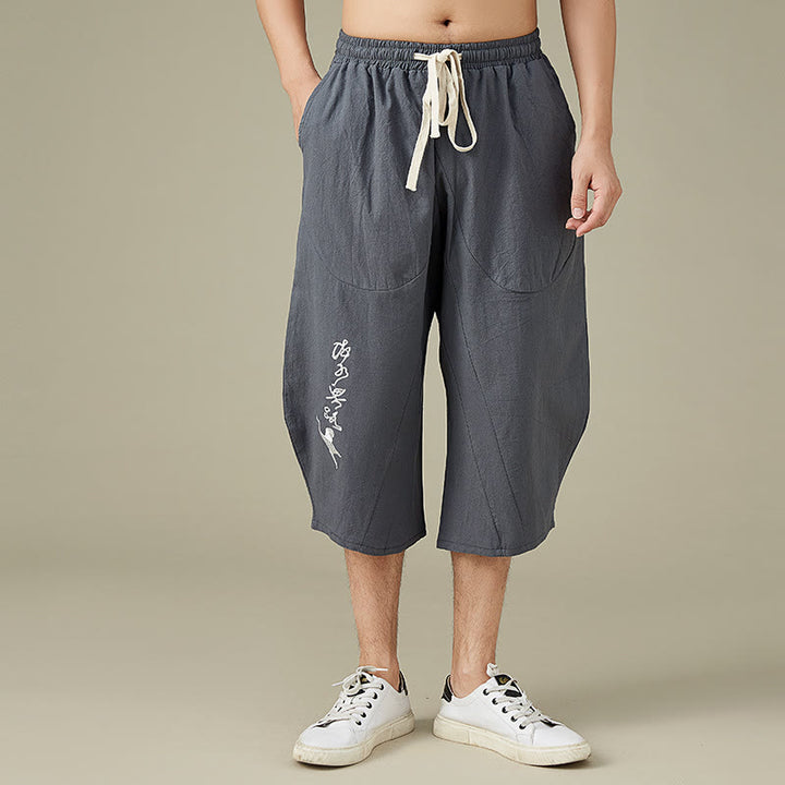 Buddha Stones Lässige, einfarbige Shorts mit geradem Bein für Herren mit Taschen, Freizeithose aus Baumwolle für Herren - Grau - US/ UK/AU54，EU64 (9XL) - image 4