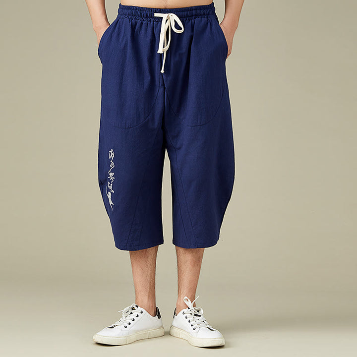 Buddha Stones Lässige, einfarbige Shorts mit geradem Bein für Herren mit Taschen, Freizeithose aus Baumwolle für Herren - Dunkelblau - US/ UK/AU54，EU64 (9XL) - image 12