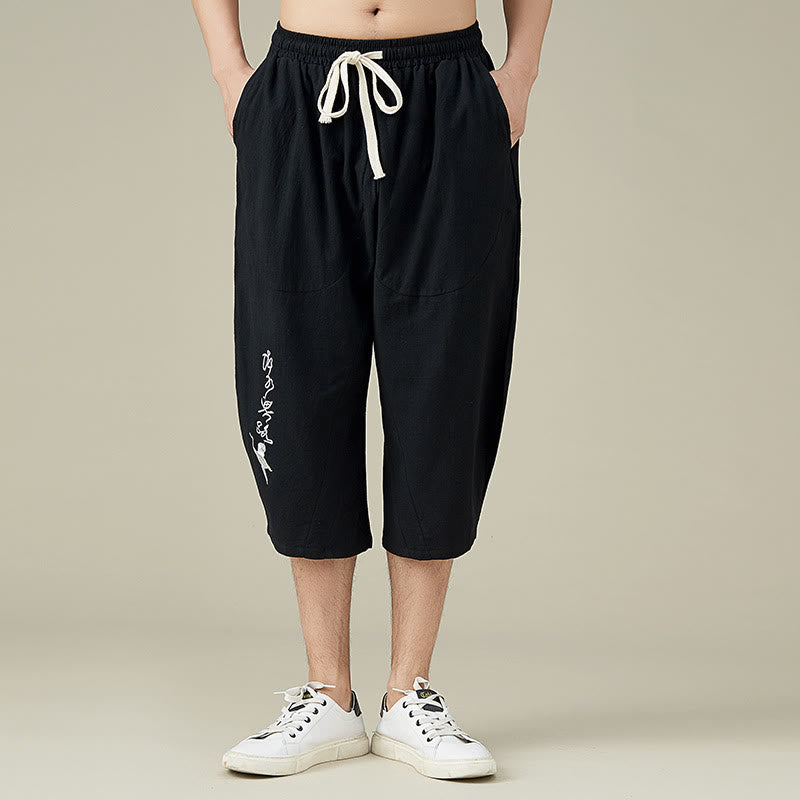 Buddha Stones Lässige, einfarbige Shorts mit geradem Bein für Herren mit Taschen, Freizeithose aus Baumwolle für Herren - Schwarz - US/ UK/AU54，EU64 (9XL) - image 6