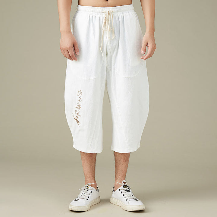 Buddha Stones Lässige, einfarbige Shorts mit geradem Bein für Herren mit Taschen, Freizeithose aus Baumwolle für Herren - Weiß - US/ UK/AU54，EU64 (9XL) - image 0