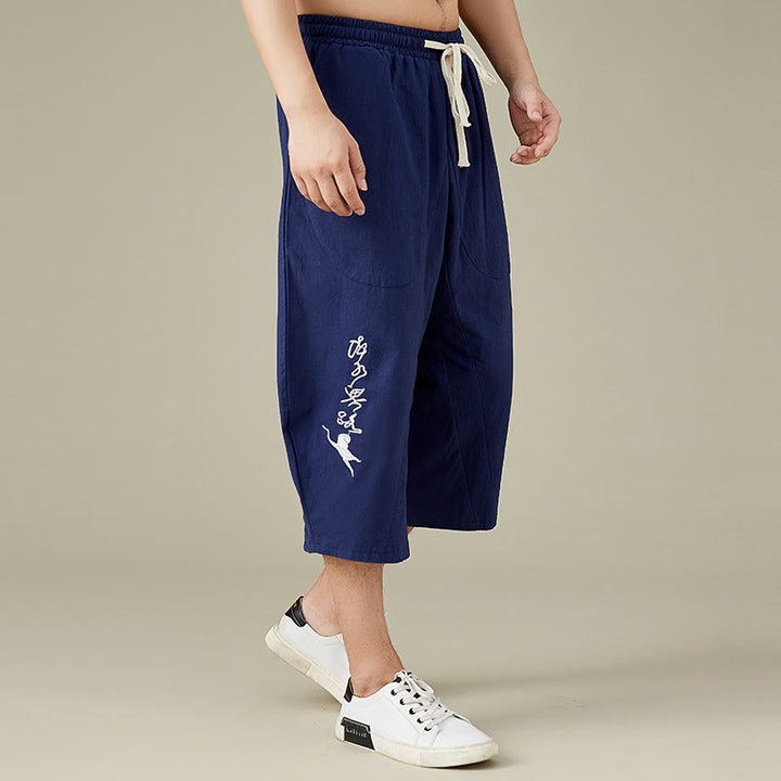 Buddha Stones Lässige, einfarbige Shorts mit geradem Bein für Herren mit Taschen, Freizeithose aus Baumwolle für Herren - image 13