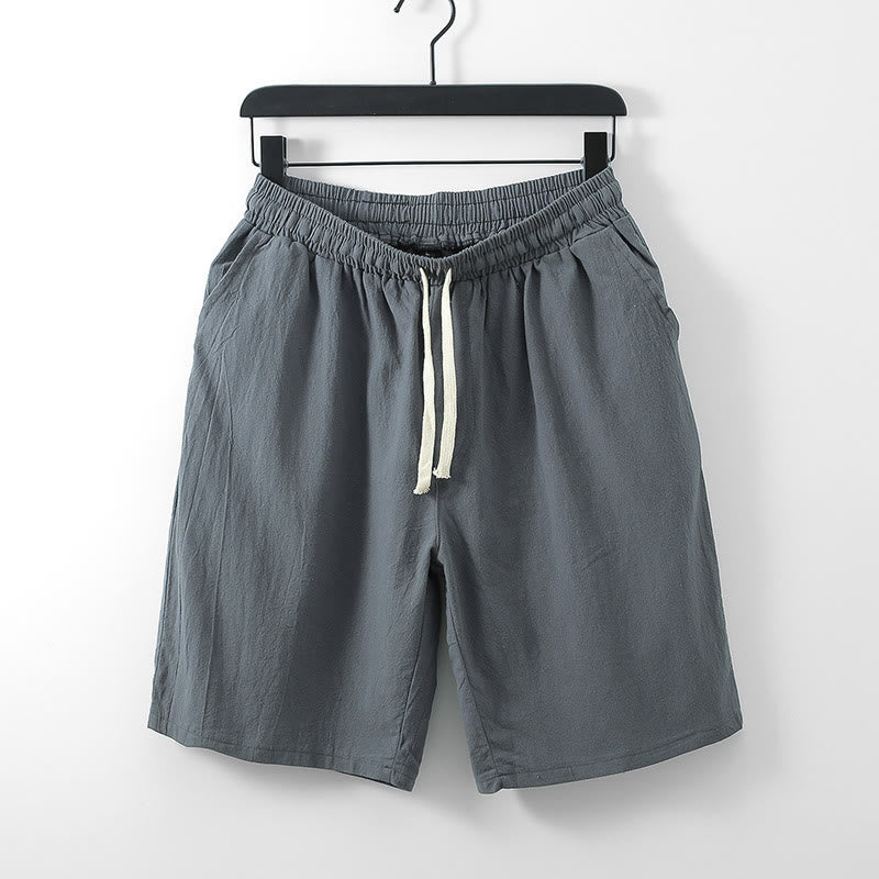 Buddha Stones Lässige, einfarbige Herren-Shorts mit geradem Schnitt und Taschen aus Baumwolle - Grau - US/UK/AU54, EU64 (9XL) - image 0