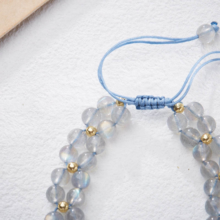 Buddha Stones Armband aus natürlichem Mondstein und Schmetterlings-Bambus-Heilschnur - image 4