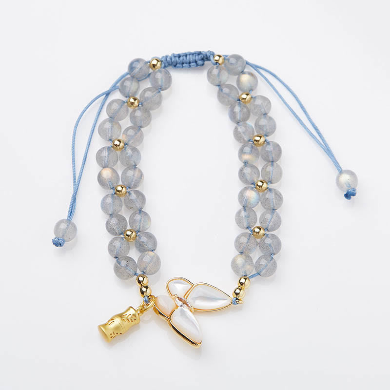Buddha Stones Armband aus natürlichem Mondstein und Schmetterlings-Bambus-Heilschnur - image 3