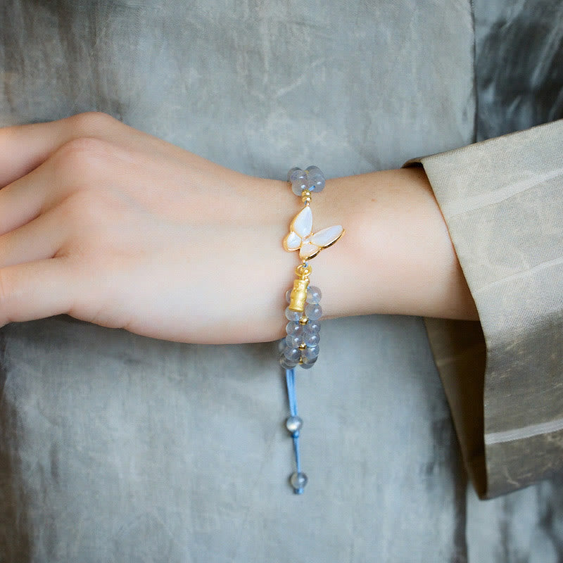 Buddha Stones Armband aus natürlichem Mondstein und Schmetterlings-Bambus-Heilschnur - image 2