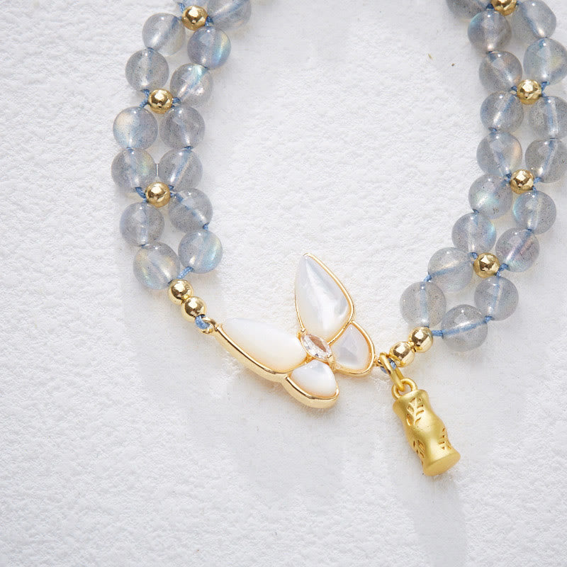 Buddha Stones Armband aus natürlichem Mondstein und Schmetterlings-Bambus-Heilschnur - image 5