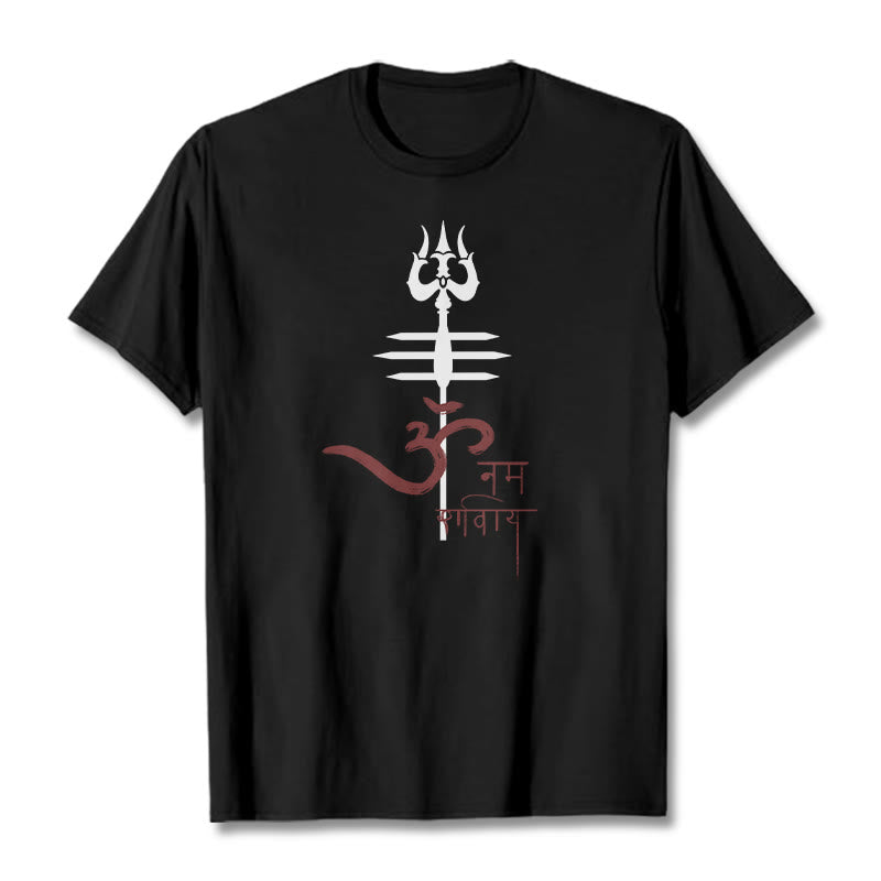 Buddha Stones OM NAMAH SHIVAYA Trident Baumwoll-T-Shirt - Schwarz - 2XL - image 2