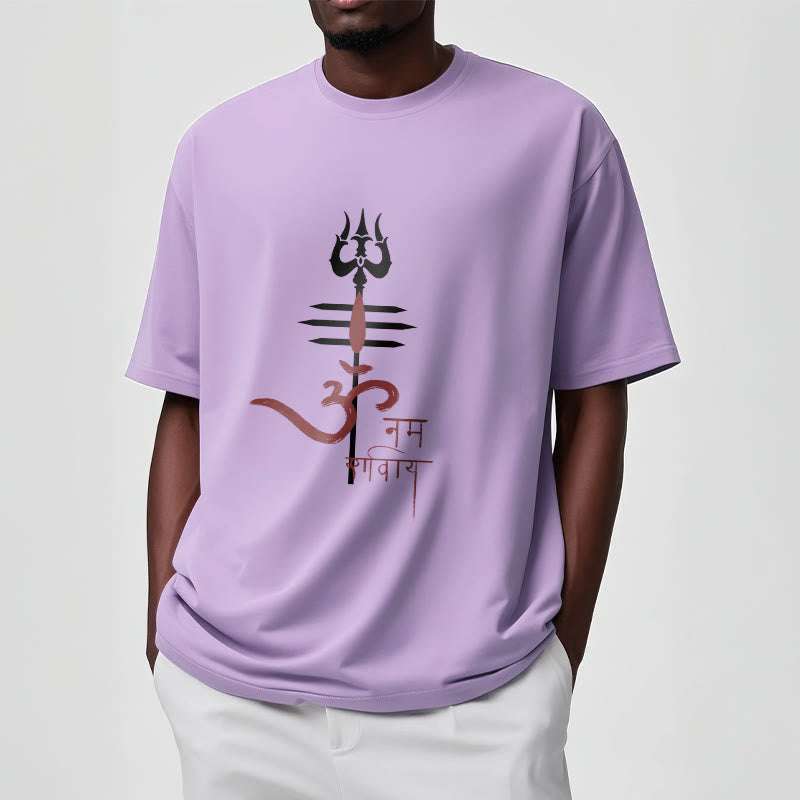 Buddha Stones OM NAMAH SHIVAYA Trident Baumwoll-T-Shirt