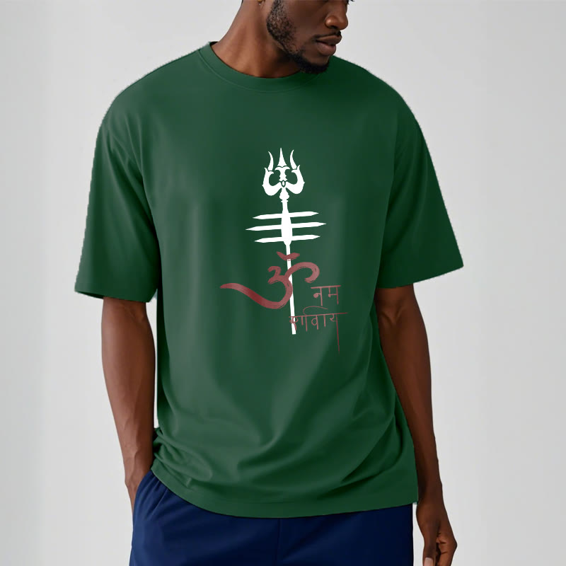 Buddha Stones OM NAMAH SHIVAYA Trident Baumwoll-T-Shirt