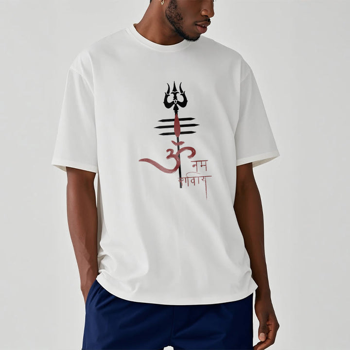 Buddha Stones OM NAMAH SHIVAYA Trident Baumwoll-T-Shirt