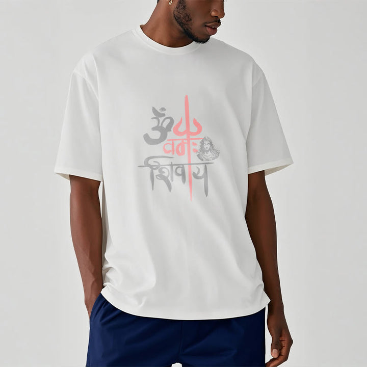 T-Shirt mit Buddha Stones, OM NAMAH SHIVAYA, rotes Trident-Baumwoll-T-Shirt - image 8