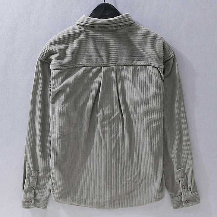 Buddha Stones Herren Langarm Umlegekragen mit Tasche Cord Freizeithemd - image 6