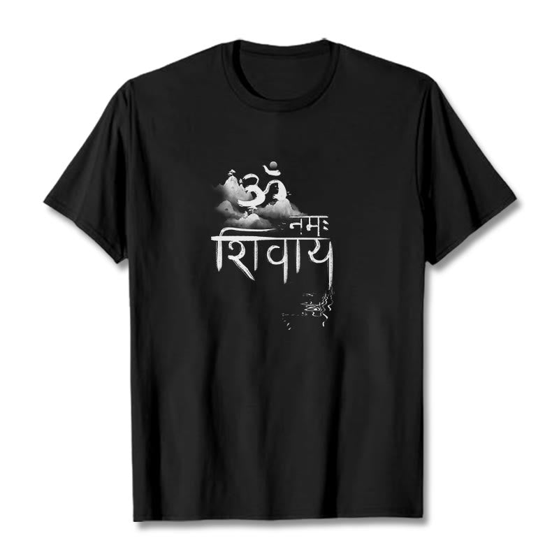 Buddha Stones ​​OM NAMAH SHIVAYA Berg Baumwolle T-shirt - Schwarz - 2XL - image 1