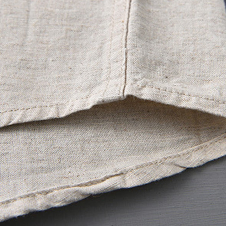 Buddha Stones Herren Langarm Umlegekragen mit Tasche Reine Farbe Bequemes Baumwollhemd - image 10