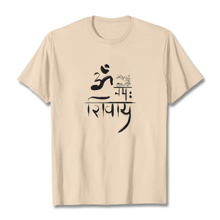 T-Shirt mit Buddha Stones, OM NAMAH SHIVAYA, Kranich, Bambus-Baumwolle