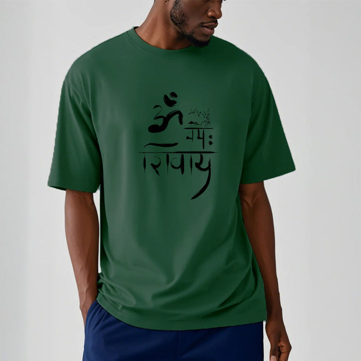 T-Shirt mit Buddha Stones, OM NAMAH SHIVAYA, Kranich, Bambus-Baumwolle