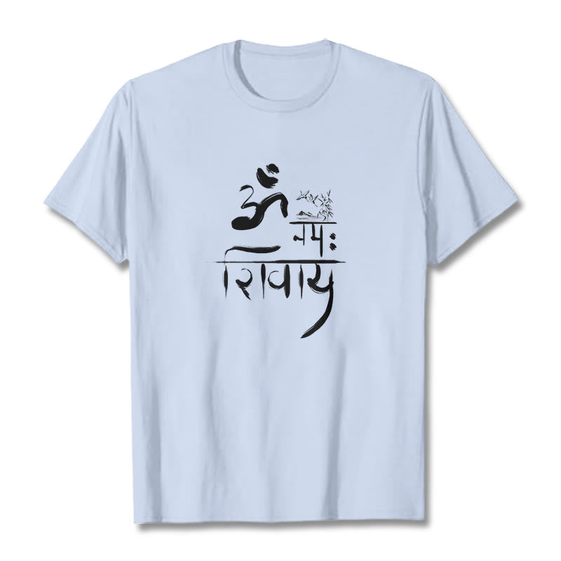 T-Shirt mit Buddha Stones, OM NAMAH SHIVAYA, Kranich, Bambus-Baumwolle