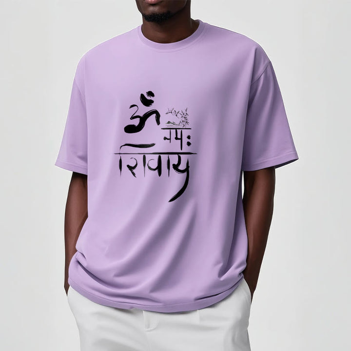 T-Shirt mit Buddha Stones, OM NAMAH SHIVAYA, Kranich, Bambus-Baumwolle - image 17