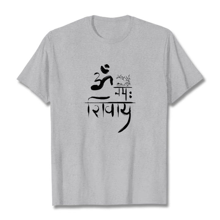 T-Shirt mit Buddha Stones, OM NAMAH SHIVAYA, Kranich, Bambus-Baumwolle