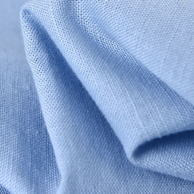 Buddha Stones Herren Langarm Stehkragen mit Tasche Reine Farbe Lässiges Baumwollleinenhemd - image 16