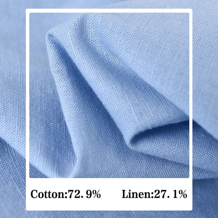 Buddha Stones Herren Langarm Stehkragen mit Tasche Reine Farbe Lässiges Baumwollleinenhemd - image 14