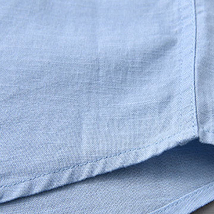 Buddha Stones Herren Langarm Stehkragen mit Tasche Reine Farbe Lässiges Baumwollleinenhemd - image 19