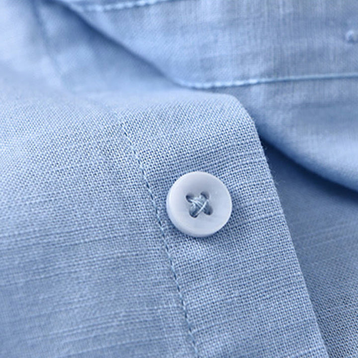 Buddha Stones Herren Langarm Stehkragen mit Tasche Reine Farbe Lässiges Baumwollleinenhemd - image 20