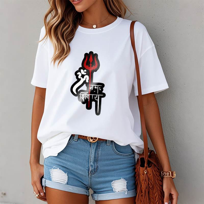 Buddha Stones ​​OM NAMAH SHIVAYA Rot Dreizack Profil Baumwolle T-shirt - image 15
