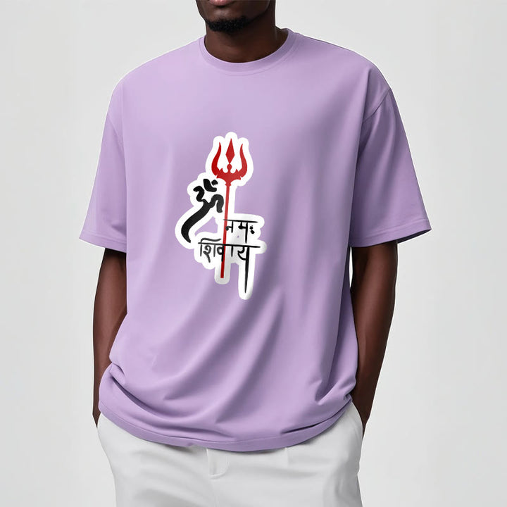 Buddha Stones ​​OM NAMAH SHIVAYA Rot Dreizack Profil Baumwolle T-shirt - image 7