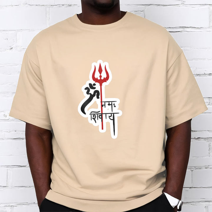 Buddha Stones OM NAMAH SHIVAYA Rot Dreizack Profil Baumwolle T-shirt