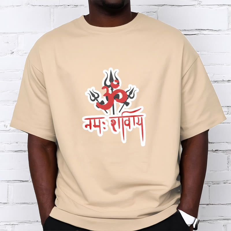 Buddha Stones OM NAMAH SHIVAYA Three Tridents Baumwoll-T-Shirt