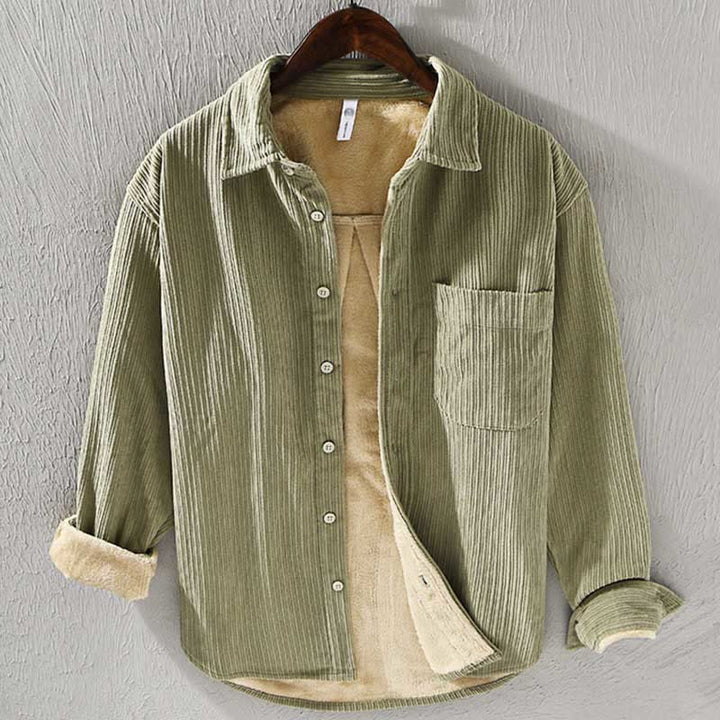 Buddha Stones Herren Langarm Umlegekragen mit Tasche Cord Bequemes Hemd - Gelbgrün - US/ UK/AU42, EU52 (3XL) - image 14