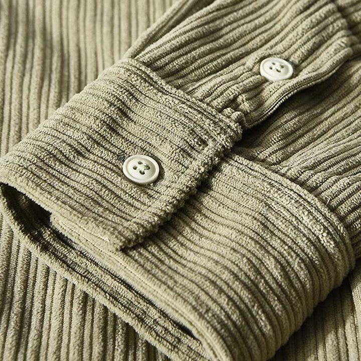 Buddha Stones Herren Langarm Umlegekragen mit Tasche Cord Bequemes Hemd - image 15