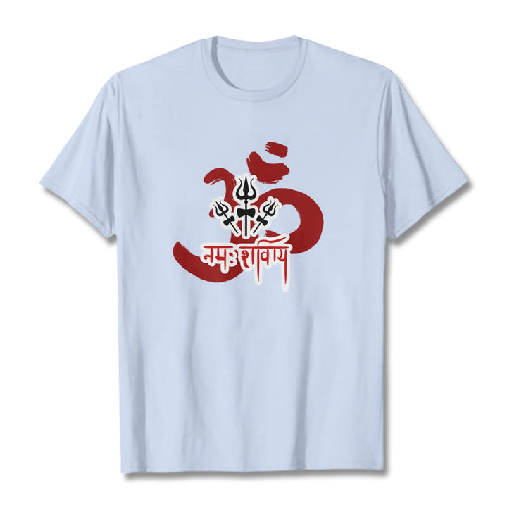Buddha Stones ​​OM NAMAH SHIVAYA Drei kleine Dreizacke Baumwolle T-Shirt - HellCyan - 2XL - image 12