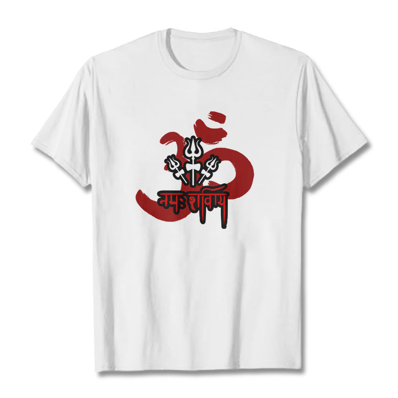 Buddha Stones ​​OM NAMAH SHIVAYA Drei kleine Dreizacke Baumwolle T-Shirt - Weiß - 2XL - image 17