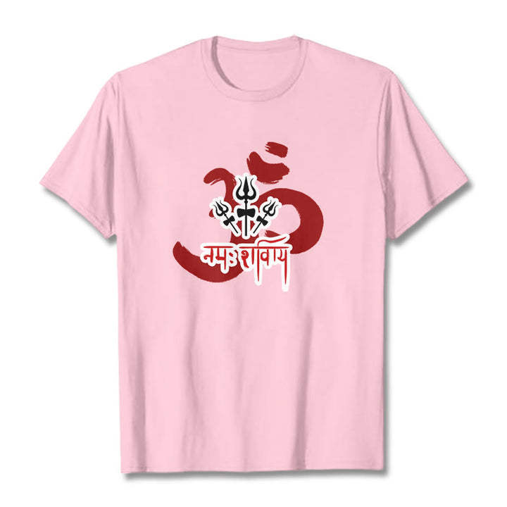 Buddha Stones ​​OM NAMAH SHIVAYA Drei kleine Dreizacke Baumwolle T-Shirt - Hellrosa - 2XL - image 10