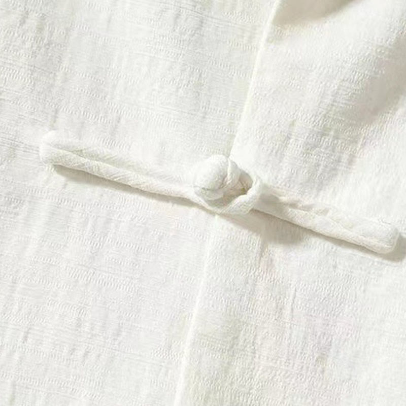 Buddha Stones Herren Tang Langarmhemd Froschknopf mit Tasche Stehkragen Komfort Leinenhemd - image 3