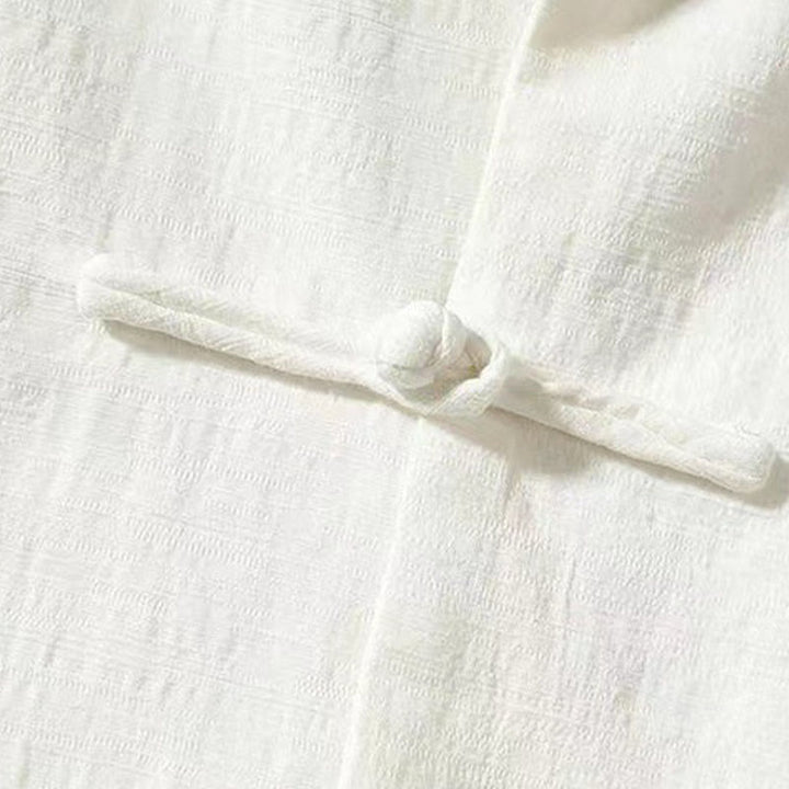 Buddha Stones Herren Tang Langarmhemd Froschknopf mit Tasche Stehkragen Komfort Leinenhemd - image 3