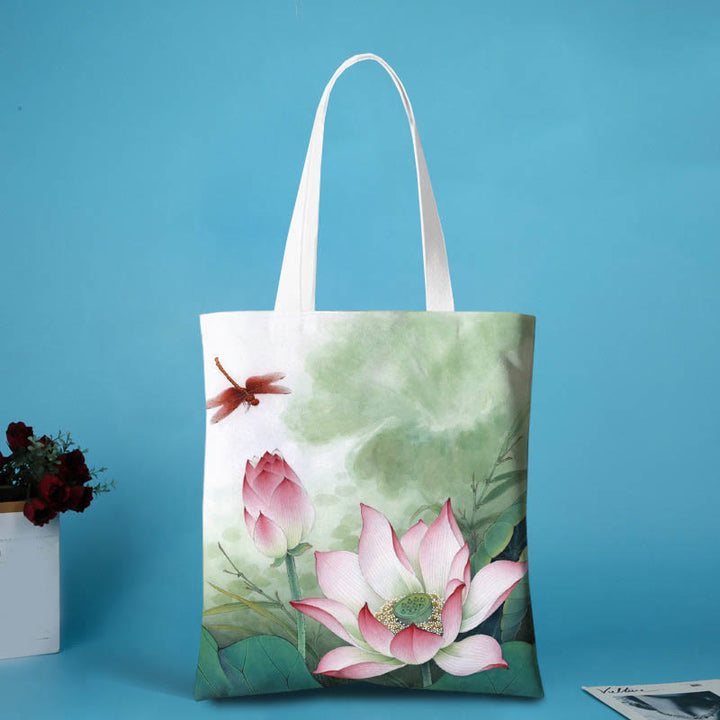 Schultertasche aus Segeltuch mit Buddha Stones und Lotus-Form