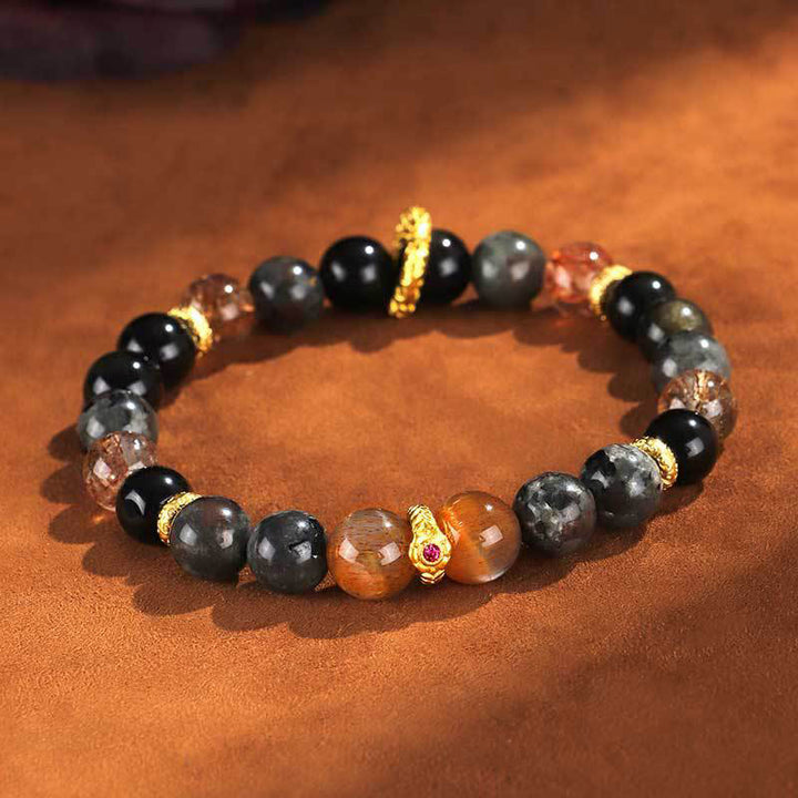 Buddha Stones Sonnenstein Lavastein Positives Armband